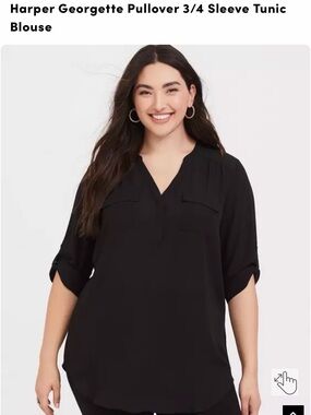 Torrid Black Harper Georgette Pullover Tunic Blouse